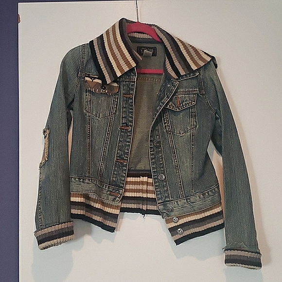 Miss Me Jackets & Blazers - 🎉 Miss Me Vintage Jean jacket S sweater accents  - FINAL PRICE! 🎉